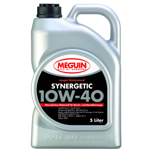 6333 Meguin Мин. мот.масло Megol Motorenoel Synergetic 10W-40 CG-4/SL A3/B3/E3 (5л) - 5 л