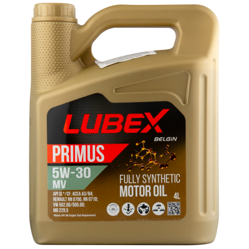 L034-1324-0404 LUBEX Синт-ое мот.масло PRIMUS MV 5W-30 CF/SL A3/B4 (4л) - 4 л L034-1324-0404 LUBEX Синт-ое мот.масло PRIMUS MV 5W-30 CF/SL A3/B4 (4л) - 4 л