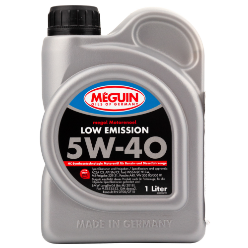 6573 Meguin НС-синт. мот.масло Megol Motorenoel Low Emission 5W-40 CF/SN C3 (1л) - 1 л